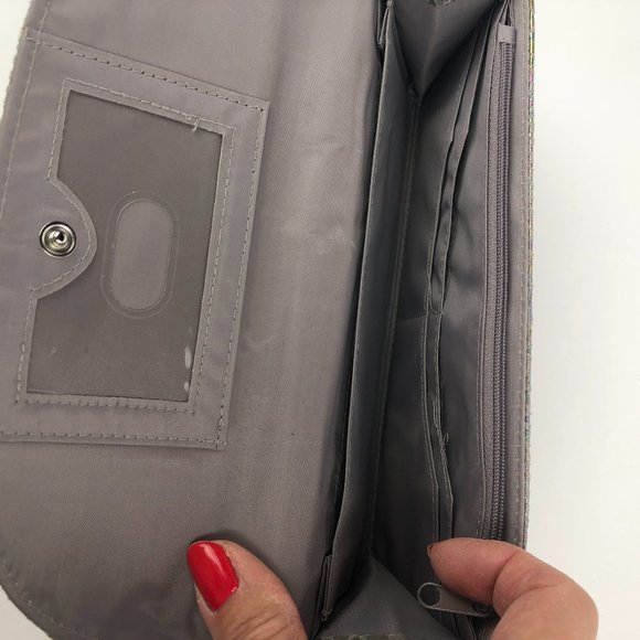 Silver Faux Croc Leather Stylish Wristlet Clutch Glamcore Classic - Picture 4 of 7